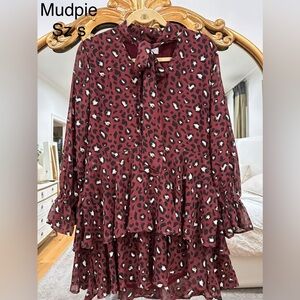 Mudpie Maroon Leopard Print Dress